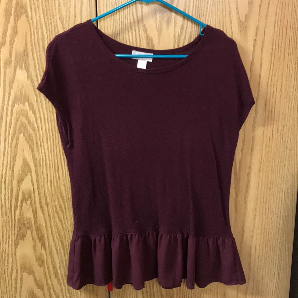 Peplum short sleeve sweater